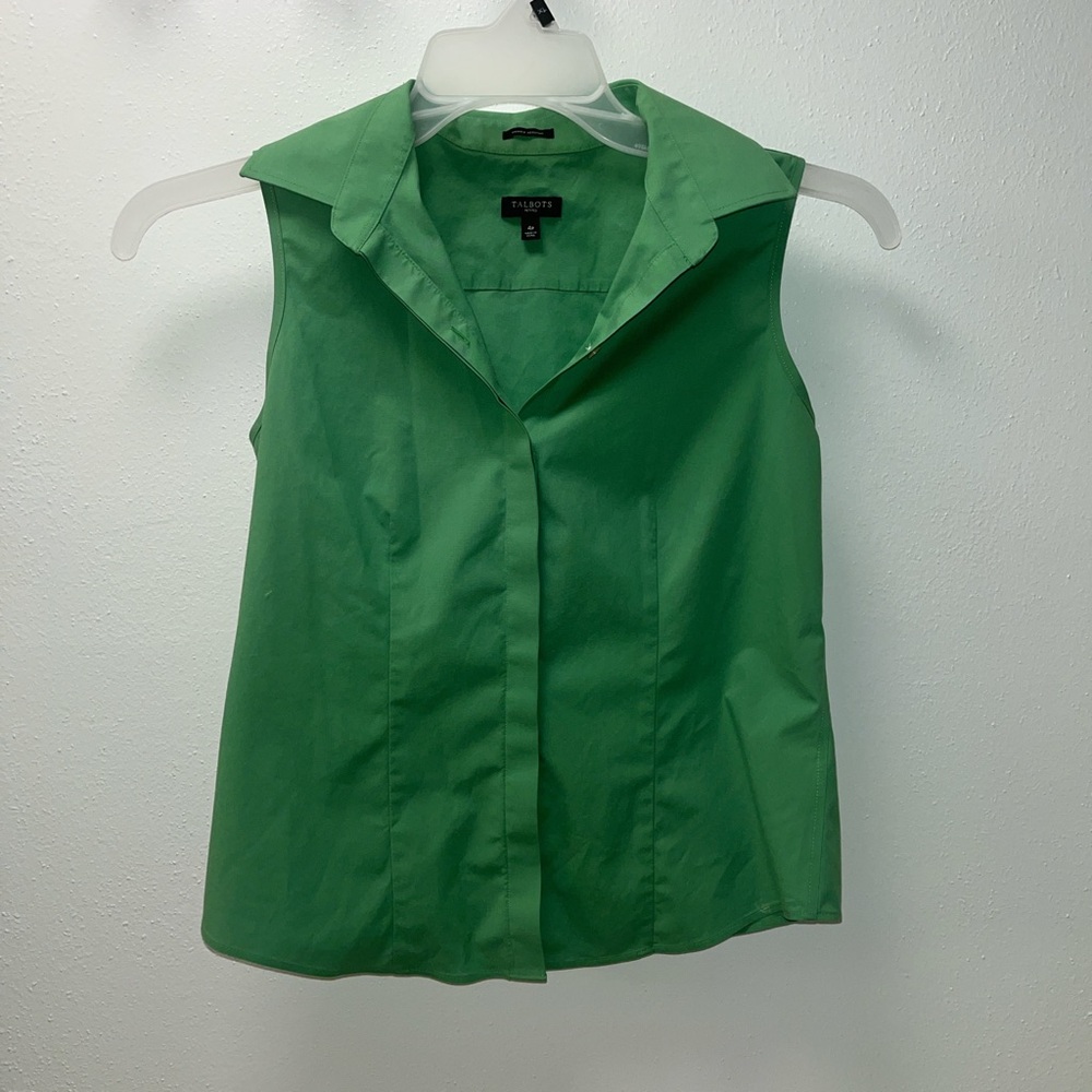 Green Talbots Sleeveless Button Up Top - Women’s size 4